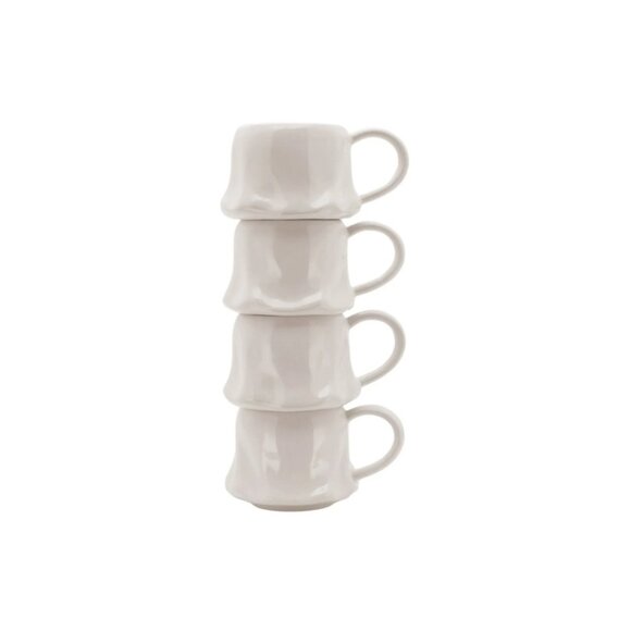 NEW Ceramic Ghost Mugs Mug Set of 4 Stacking Stackable White Stoneware Can hold - Picture 15 of 16